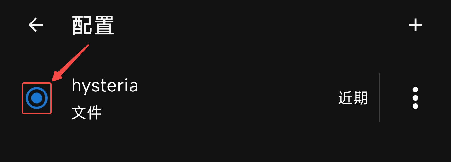 Select the (hysteria) configuration item.